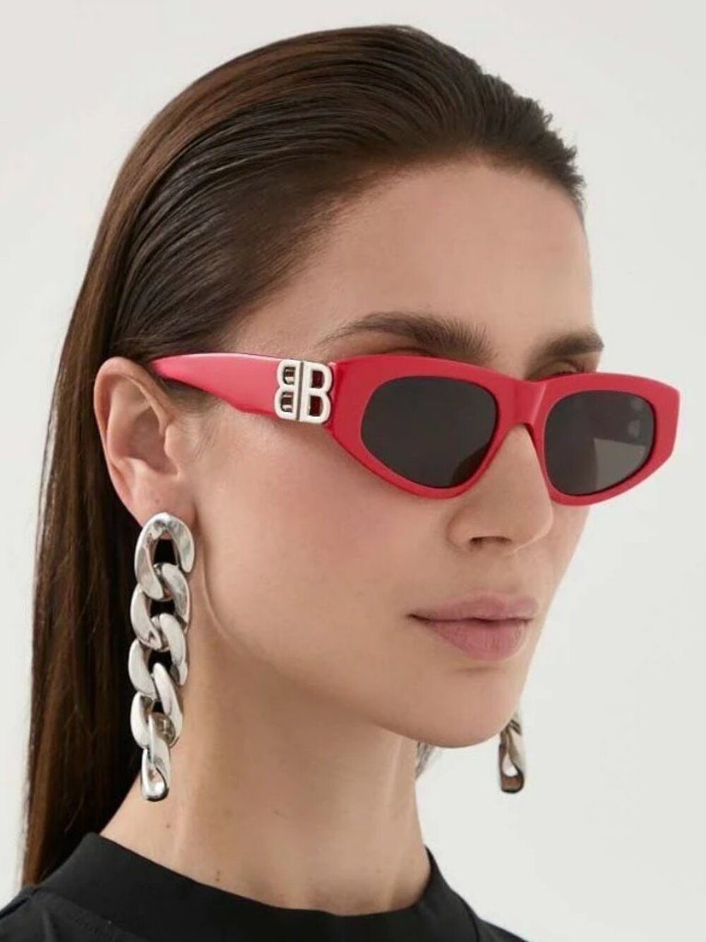 BALENCIAGA BB0095S 016 RED CAT EYE GREY SUNGLASSES